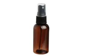 2 oz. Amber PET Plastic Boston Round Bottle with Black Misting Sprayer