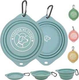 2-Pack FUREVER Large Size Collapsible Silicone Portable Dog Water Bowls for Outdoor Travel Camping Walking Hiking Gear Foldable Rubber popup Dish XL Size 27oz 800ml Puppy Pet Platos para Perros -Blue