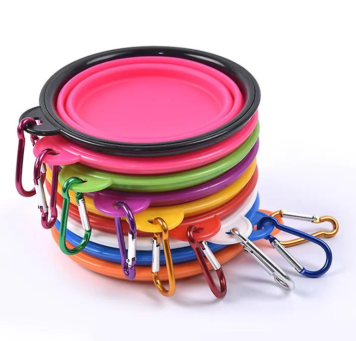2Pcs S 350ml orange Portable Outdoor Pet feed bowl Foldable Silicone travel Bowl AZ2098