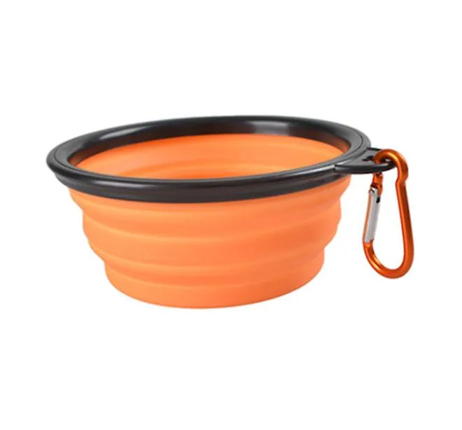 2Pcs S 350ml orange Portable Outdoor Pet feed bowl Foldable Silicone travel Bowl AZ2098