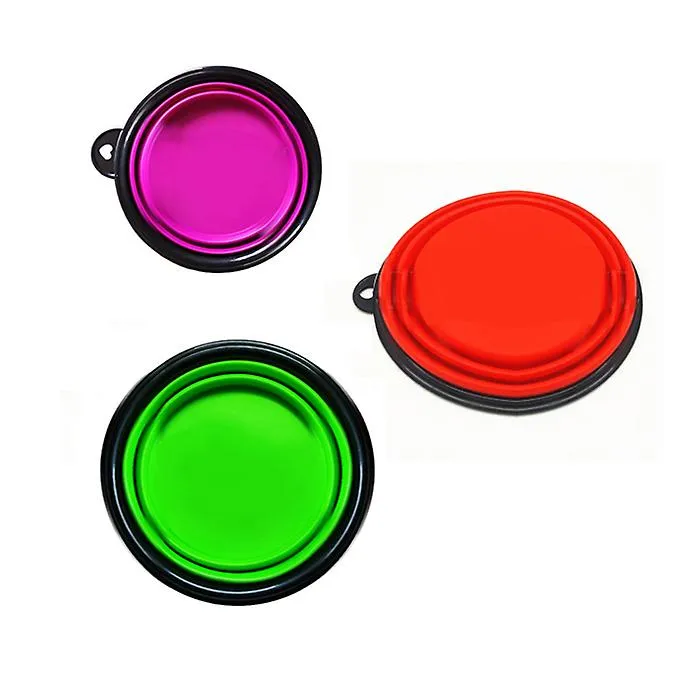 2Pcs S 350ml orange Portable Outdoor Pet feed bowl Foldable Silicone travel Bowl AZ2098