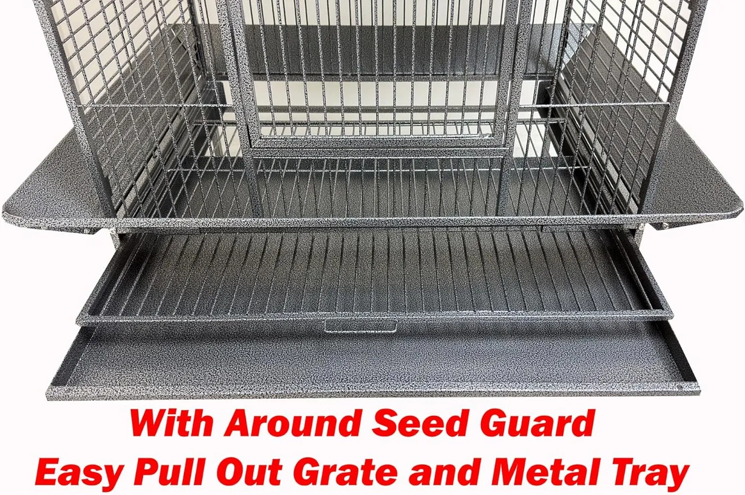32" x 23" x 69"H Wrought Iron Bird Parrot Stand Wooden Perch Cage Walk Ladders Play Perch Stand Top Include Around Seed Guard Storage Shelf Heavy Duty Rolling Castors