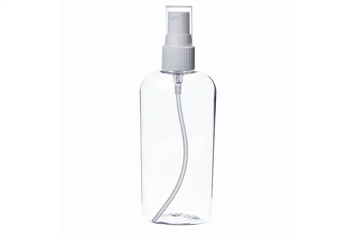 4 oz. Clear Plastic Oval Bottle with White Misting Sprayer