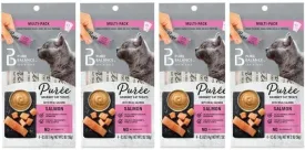 (4 Packs) Puree Gourmet Cat Treats with Real Salmon, 0.5 Oz, 4 Count, Made with Real Salmon to Satisfy Your Pet
