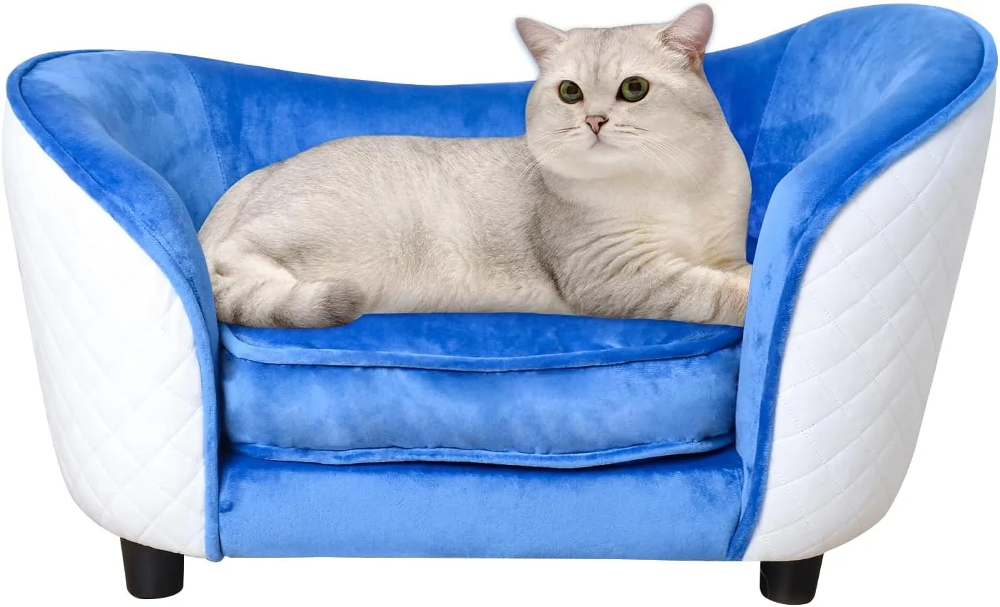 AFBKSS&BB Comfy Velvet Pet Sofa Bed for Small Cats - Convenient and Stylish