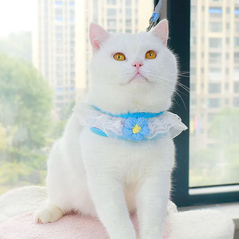 Aiitle Floral Lace Princess Dog Harness Leash Set