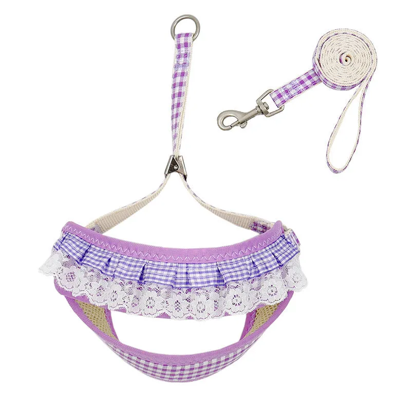 Aiitle Floral Lace Princess Dog Harness Leash Set