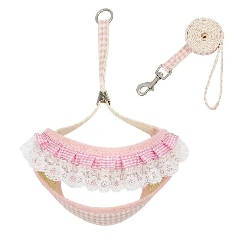 Aiitle Floral Lace Princess Dog Harness Leash Set