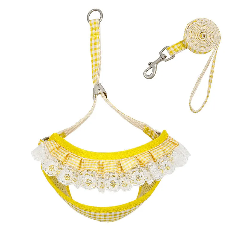 Aiitle Floral Lace Princess Dog Harness Leash Set