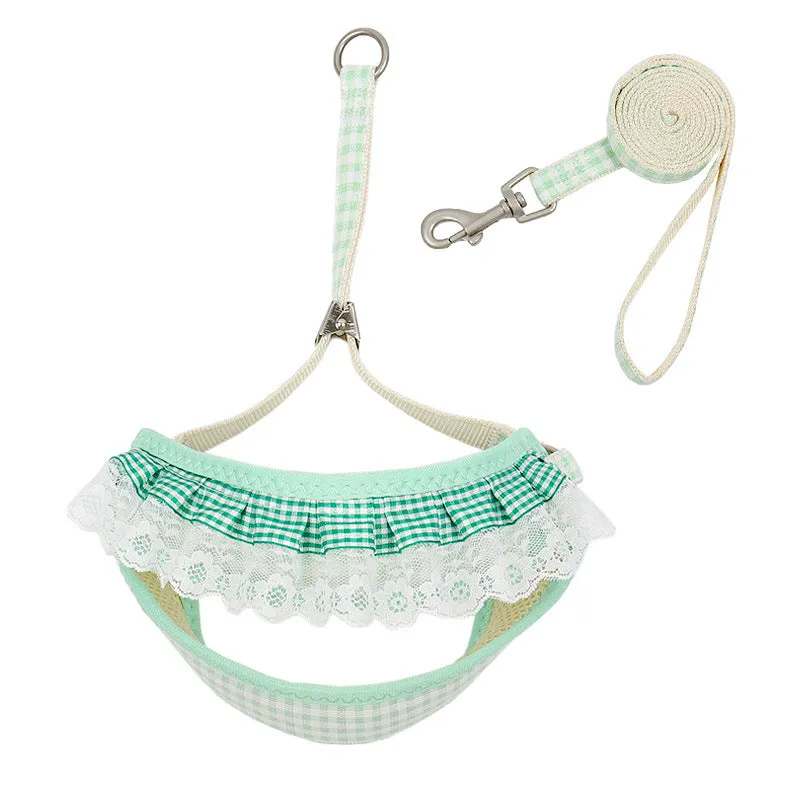 Aiitle Floral Lace Princess Dog Harness Leash Set