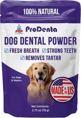 All-Natural and Expert-Formulated Dental Powder for Dogs, Dog Dental Supplement for Healthy Teeth and Against Leaky Gums for Dogs 12  Weeks, Made in The USA with The Standards, 20 Serv