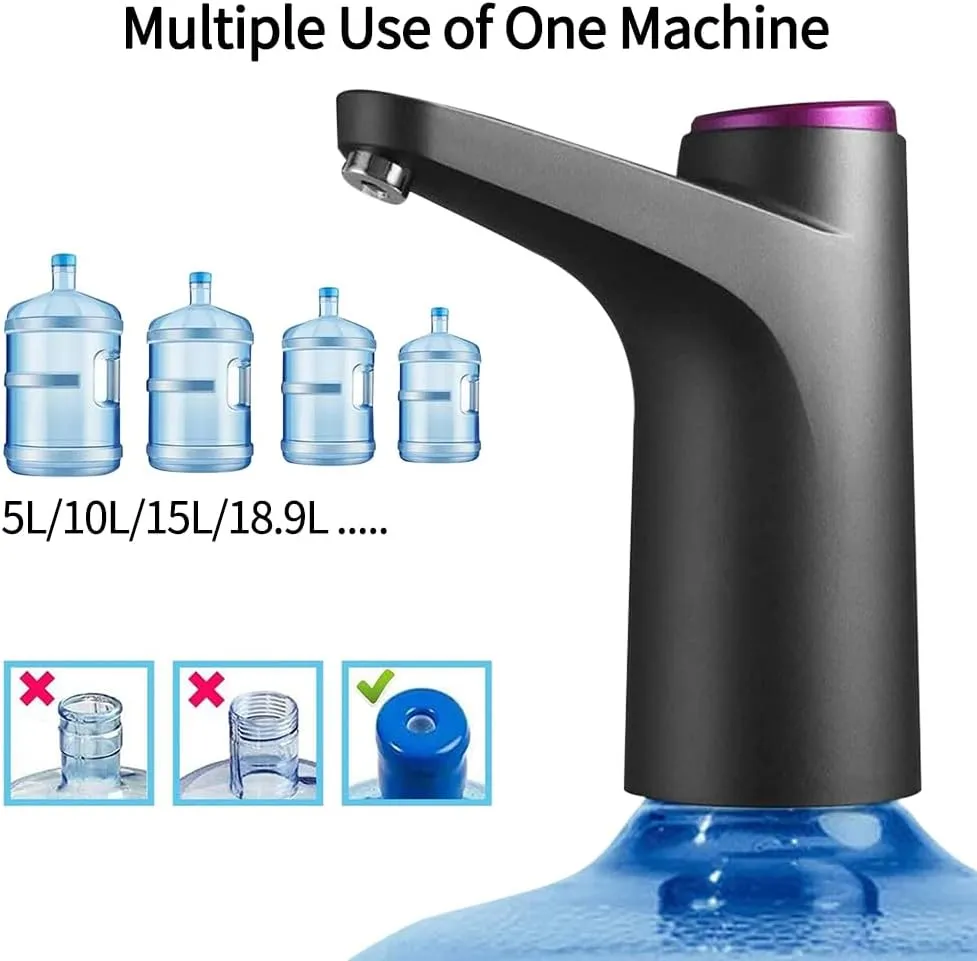 Automatic Drinking Water Pump, Smart USB Portable Water Bottle Dispenser with USB Electric Charging and Automatic Off Switch - Black
