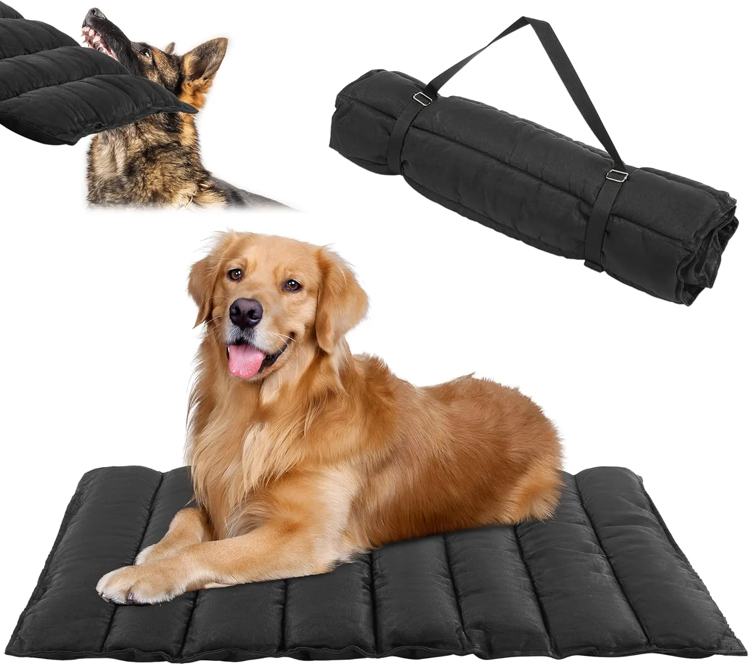 BALAPET Portable Chew Proof Dog Bed, Waterproof Outdoor Travel Camping Dog Bed, Durable Dog Bed for Aggressive Chewers,Foldable Machine Washable Dog Mats for Car,Sofa,Cage(59inx37in)