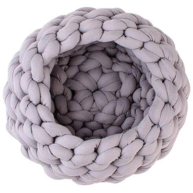 Braided Dog Bed Warming House Soft Pet Nest Kennel Baskets