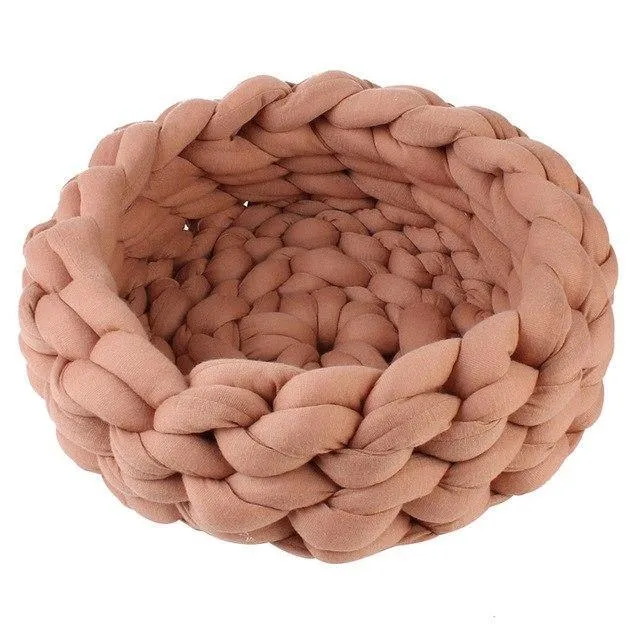 Braided Dog Bed Warming House Soft Pet Nest Kennel Baskets