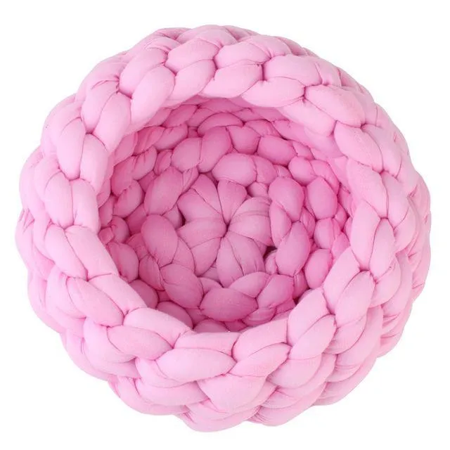 Braided Dog Bed Warming House Soft Pet Nest Kennel Baskets