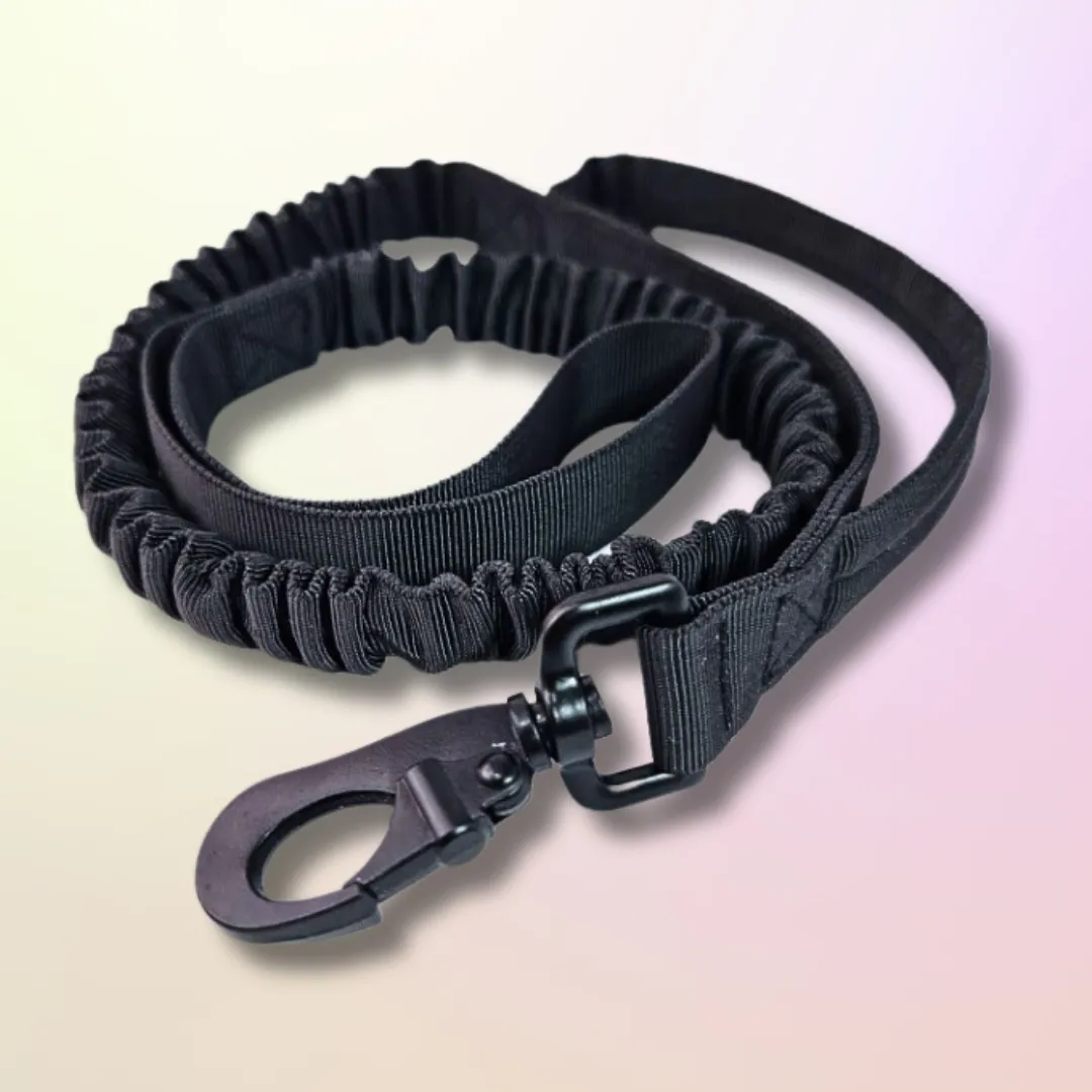 Bungee dog leash - tactical stretchy - 2 handle