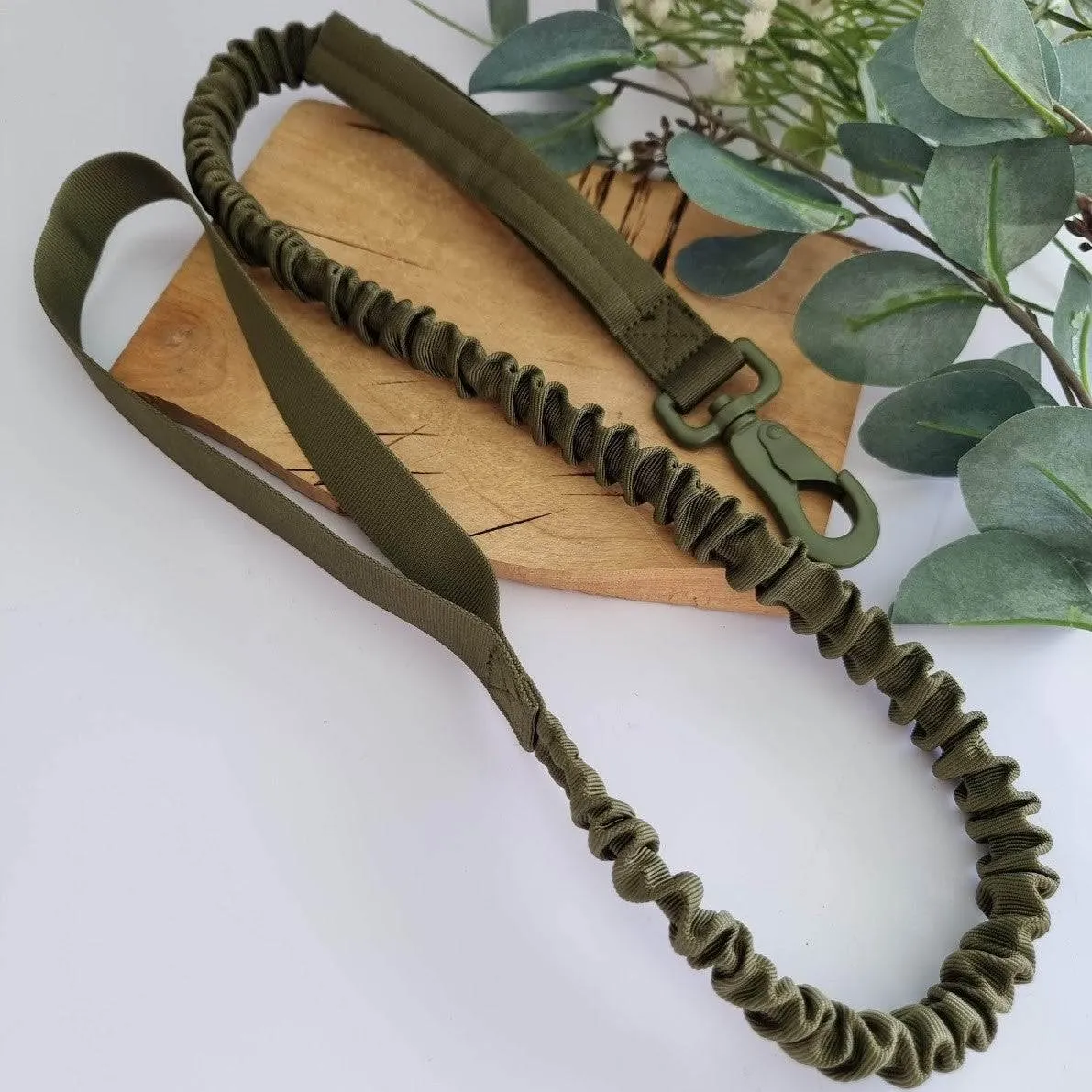 Bungee dog leash - tactical stretchy - 2 handle