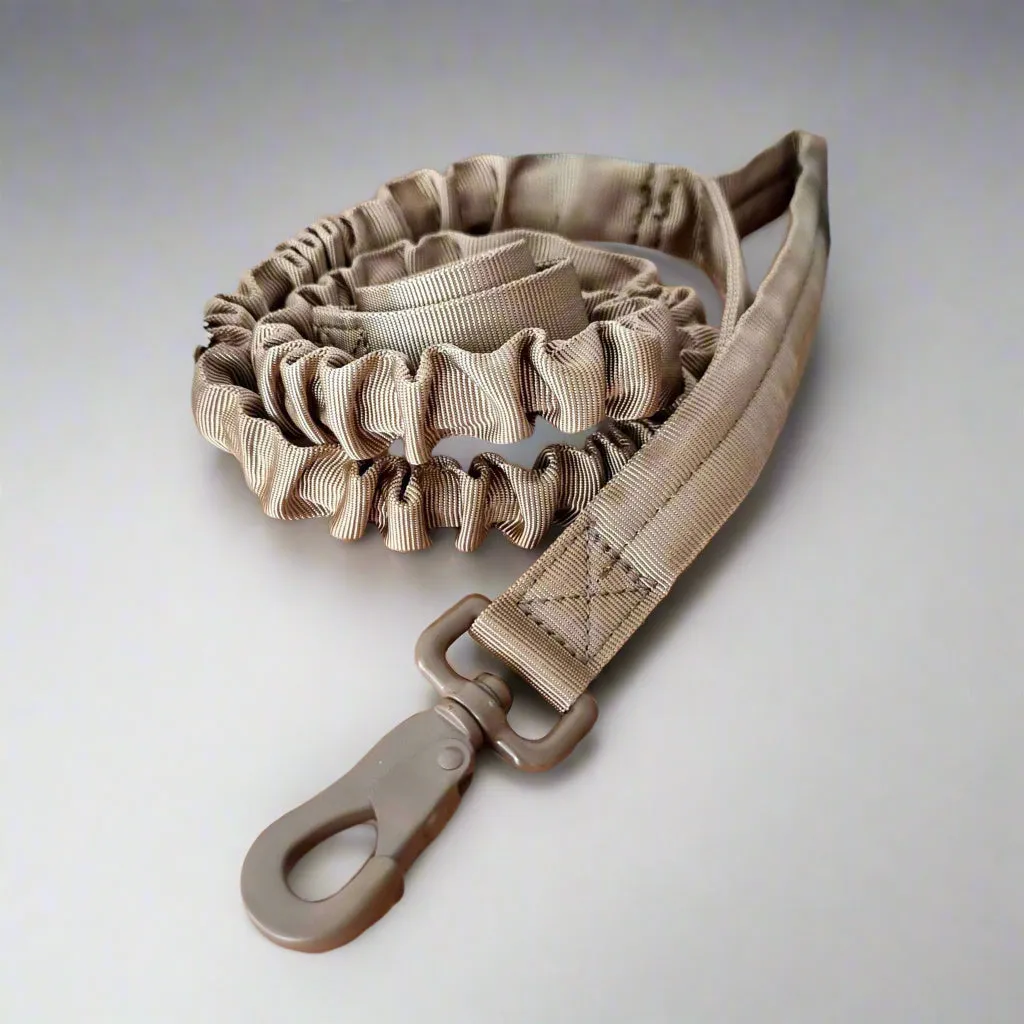 Bungee dog leash - tactical stretchy - 2 handle