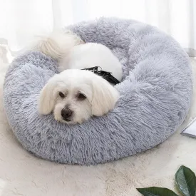 Cat Beds for Indoor Cats, 20 inches Cat Bed Fluffy Round Dog Bed Calming Soft Plush Donut Cat Bed Anti-SlipPuppy Pet Bed Cat Beds for Small Medium Dogs Kittens (Grey)