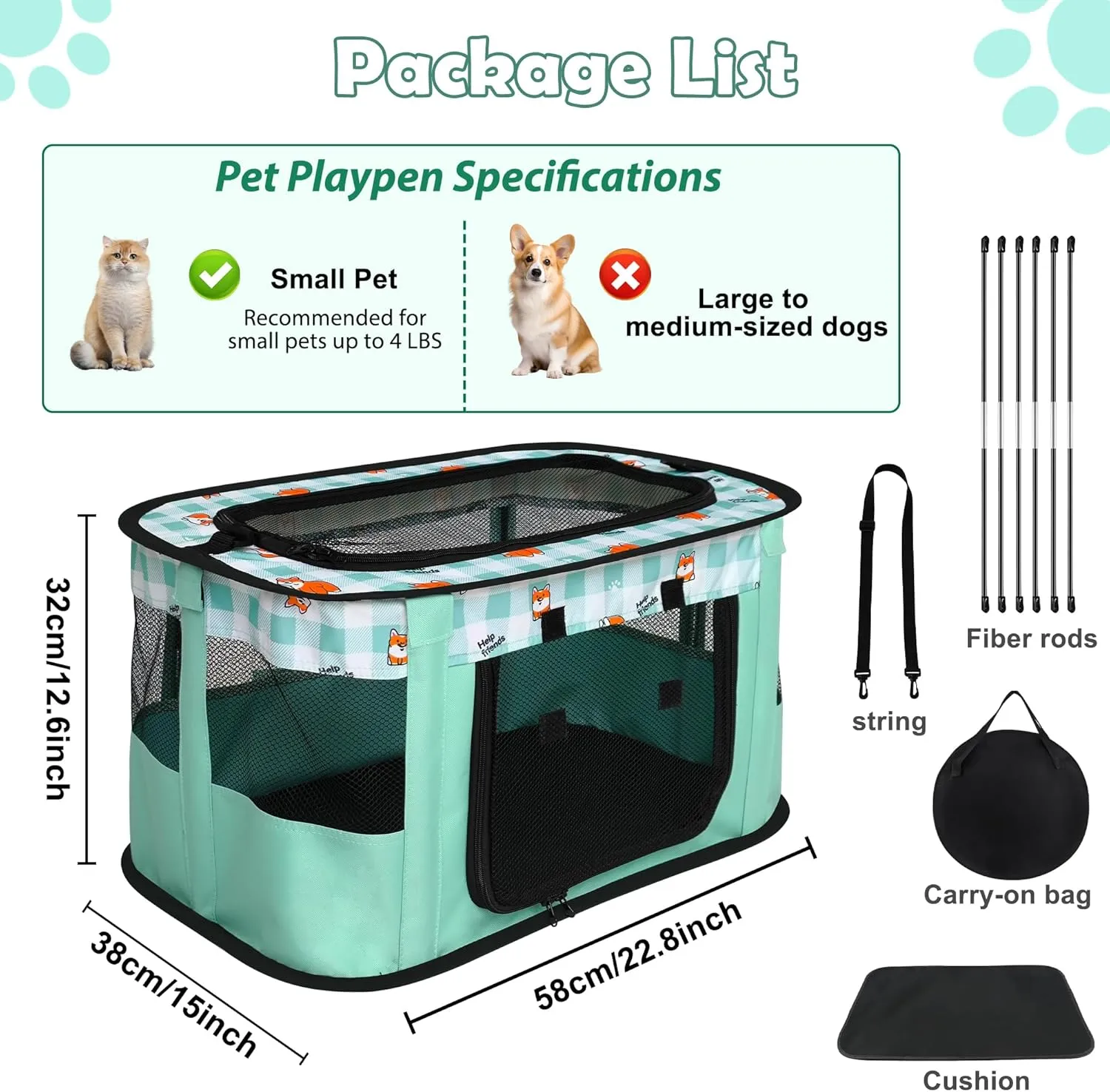 Cat Carrier Soft Sided Collapsible Travel Pet Carrier for Cats and Small Dogs with Mat and Carry Bag, Green