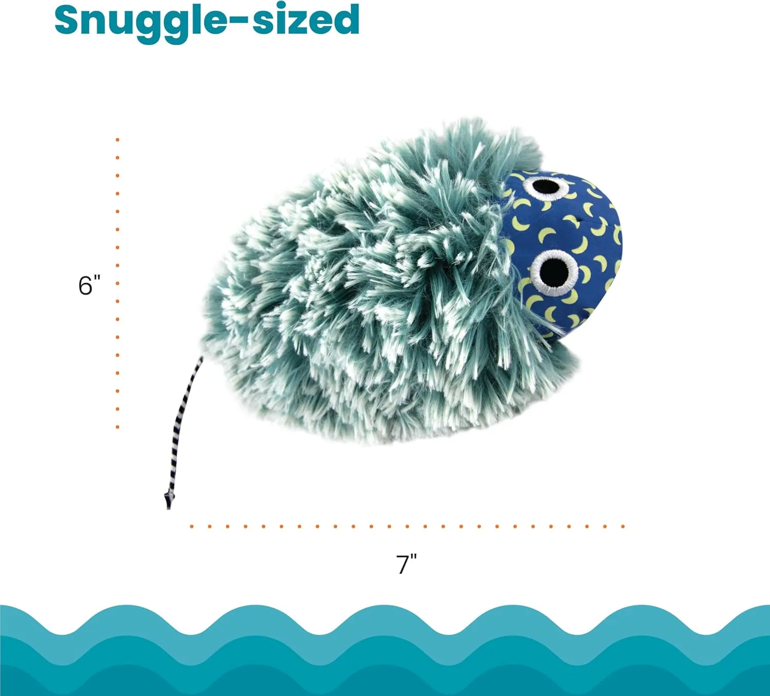 Catstages Nighttime Cuddle Plush Cat Toy with Catnip and Glow Details, Blue - Soft, Comfortable, Quiet, Small
