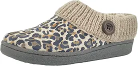 Clarks Scuff Tan Brown Leopard Knit Slip On Fashion House Slipper Slide Mules
