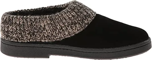 Clarks Slipper Suede Leather Knitted Collar Clog Slippers Plush Fur Lining