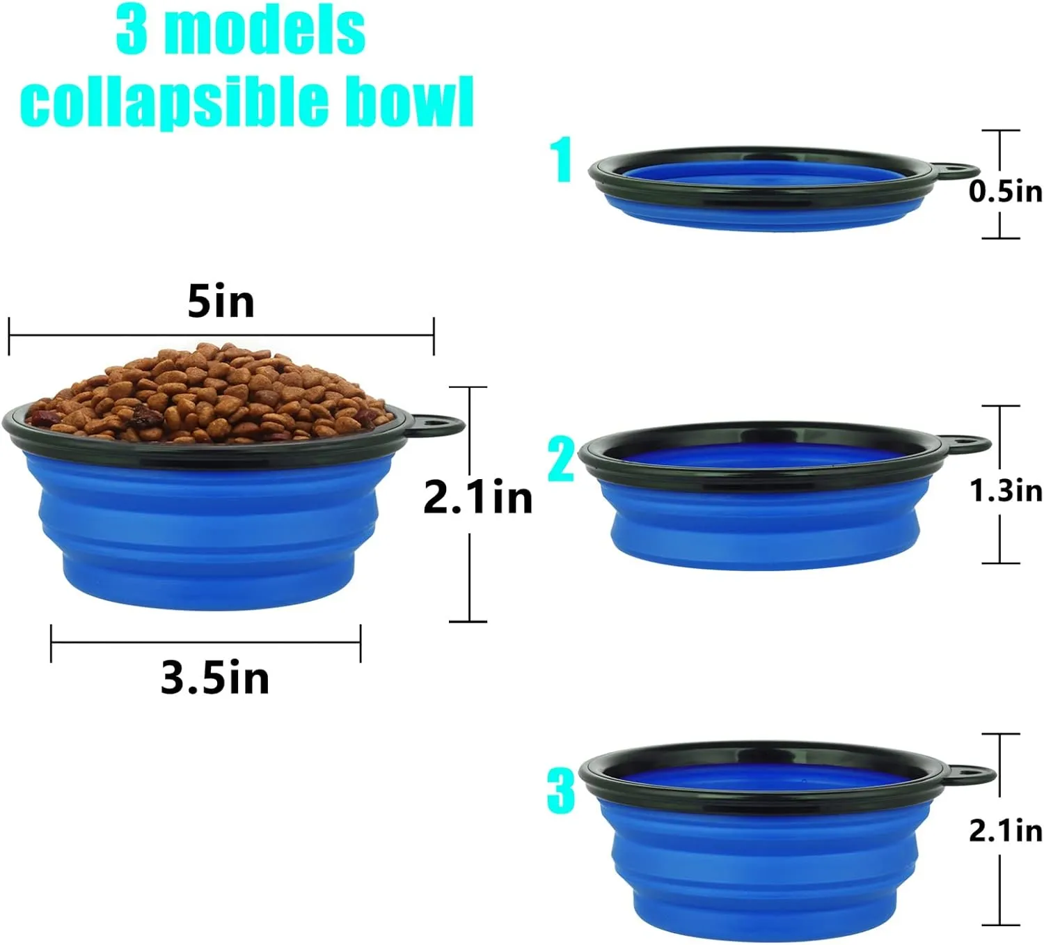 Collapsible Dog Bowl,2 Pack Portable and Foldable Pet Travel Bowls Collapsable Dog Water Feeding Bowls Dish for Dogs Cats and Small Animals,with Lids (Small, Blue Red)