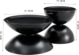 Combines Style and Comfort with Multifunctional Round Coffee Tables, Integrated Cat Bed and Sleek Marble-Look Top, Matt Black