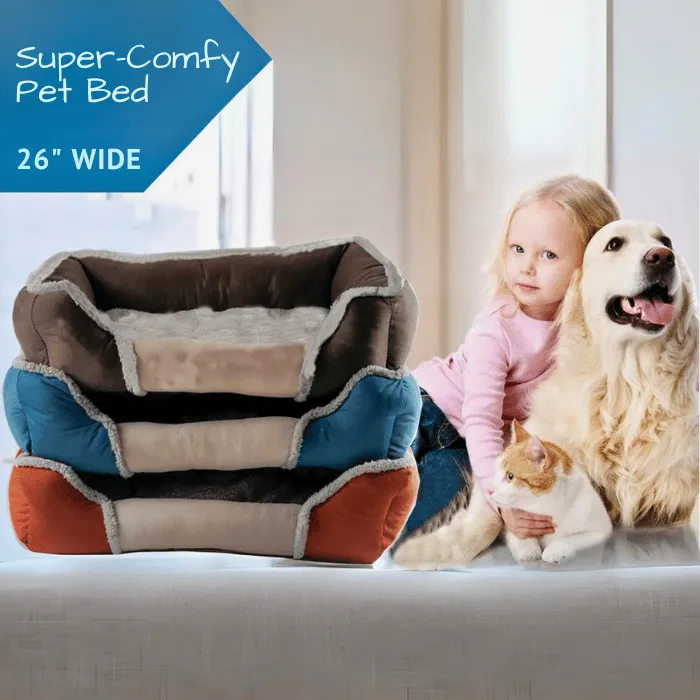 Cozy and Reversible 26'' Pet Bed with Removable Cushion