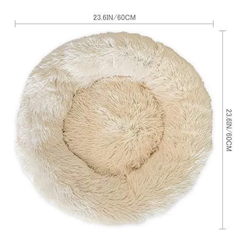 Docatgo Pet Bed, Super Soft Dog Bed, Shag Faux Fur Bed Cushion for Cats (Round)