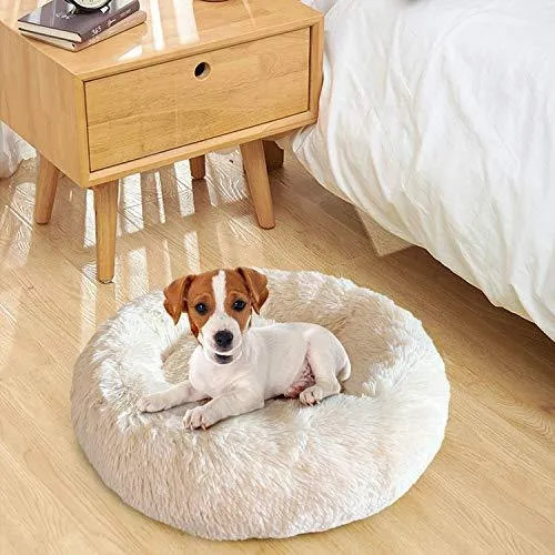 Docatgo Pet Bed, Super Soft Dog Bed, Shag Faux Fur Bed Cushion for Cats (Round)