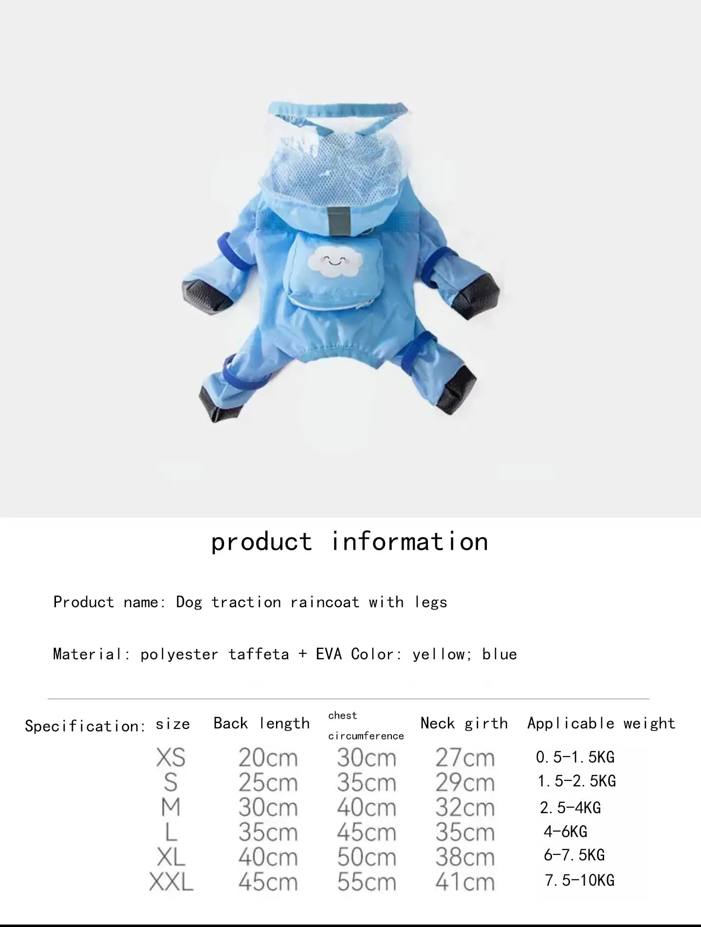 Dog Raincoat, Clear Hooded Raincoat
