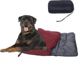 Dog Sleeping Bag, Waterproof Travel Warm Portable Dog Bed with Storage Bag for Indoor Outdoor Warm Camping Hiking Backpacking(Wine Red)