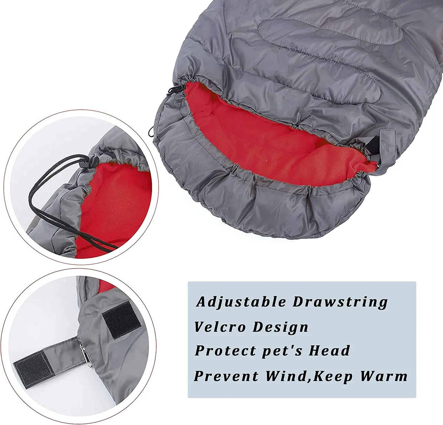 Dog Sleeping Bag, Waterproof Travel Warm Portable Dog Bed with Storage Bag for Indoor Outdoor Warm Camping Hiking Backpacking(Wine Red)