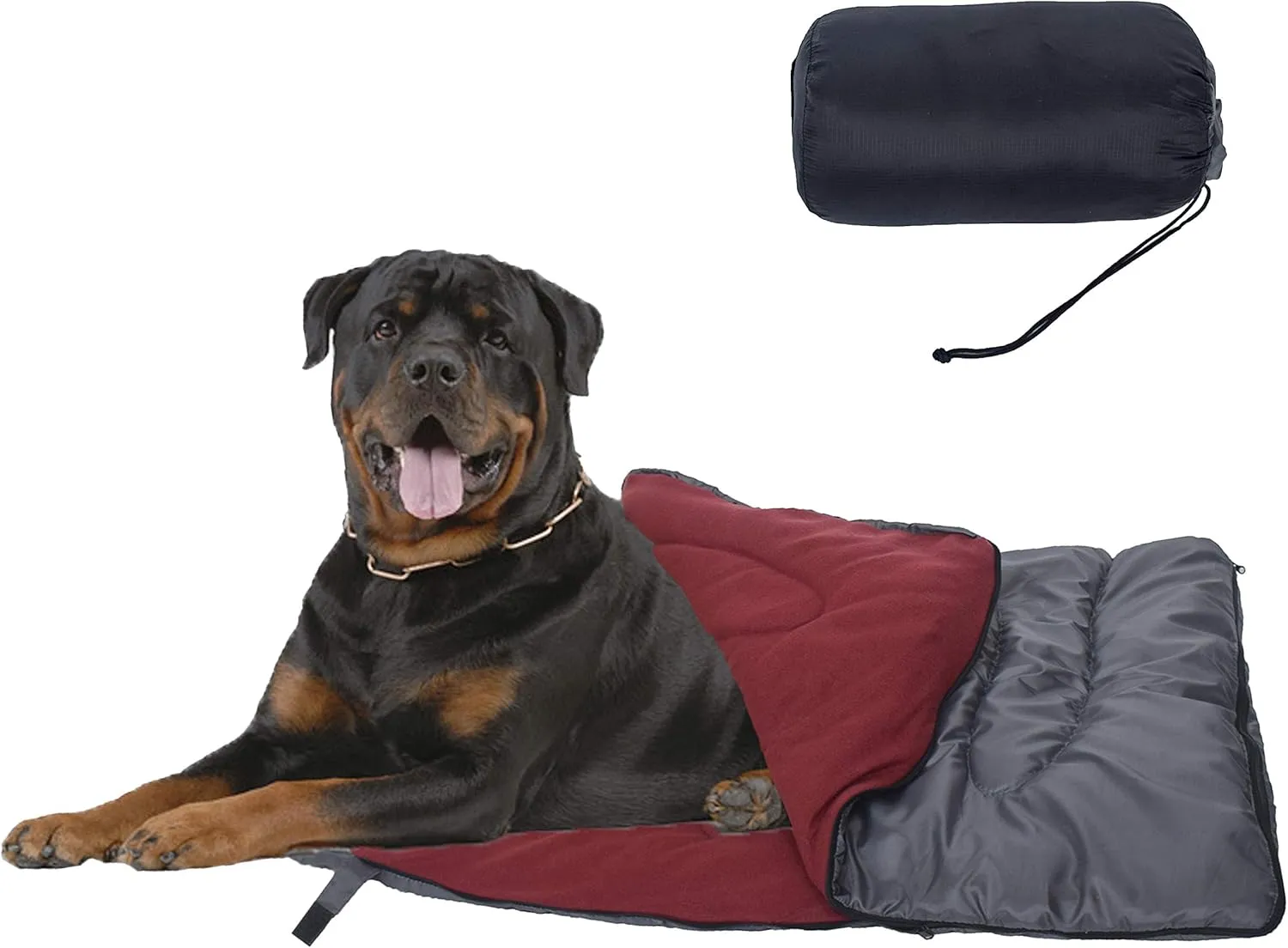 Dog Sleeping Bag, Waterproof Travel Warm Portable Dog Bed with Storage Bag for Indoor Outdoor Warm Camping Hiking Backpacking(Wine Red)