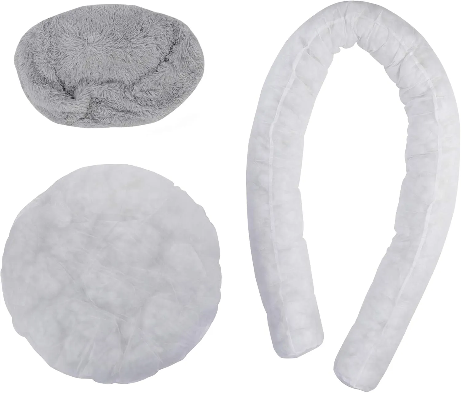 Donut Dog Bed Calming Ultra Soft Shag Faux Fur Dog Bed Comfortable Donut Cuddler for Dogs and Cats,Self Warming and Washable (30 Inches, Grey)