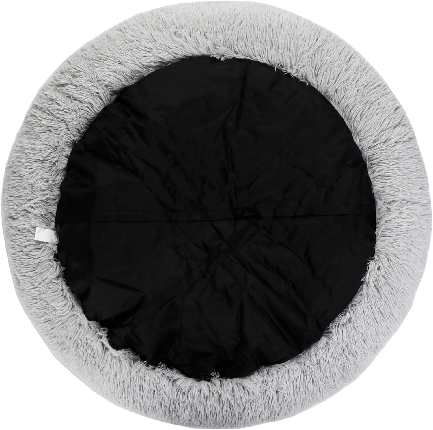 Donut Dog Bed Calming Ultra Soft Shag Faux Fur Dog Bed Comfortable Donut Cuddler for Dogs and Cats,Self Warming and Washable (30 Inches, Grey)