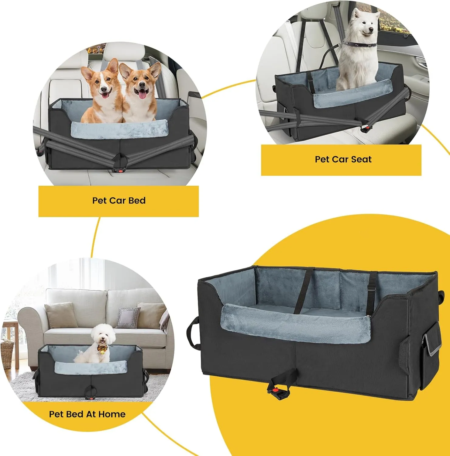 Elevated Large Dog Car Seat, Dog Car Seat Large Size Dog, Large Dog Booster seat for Car with Clip On Leash, Perfect for Large Pet