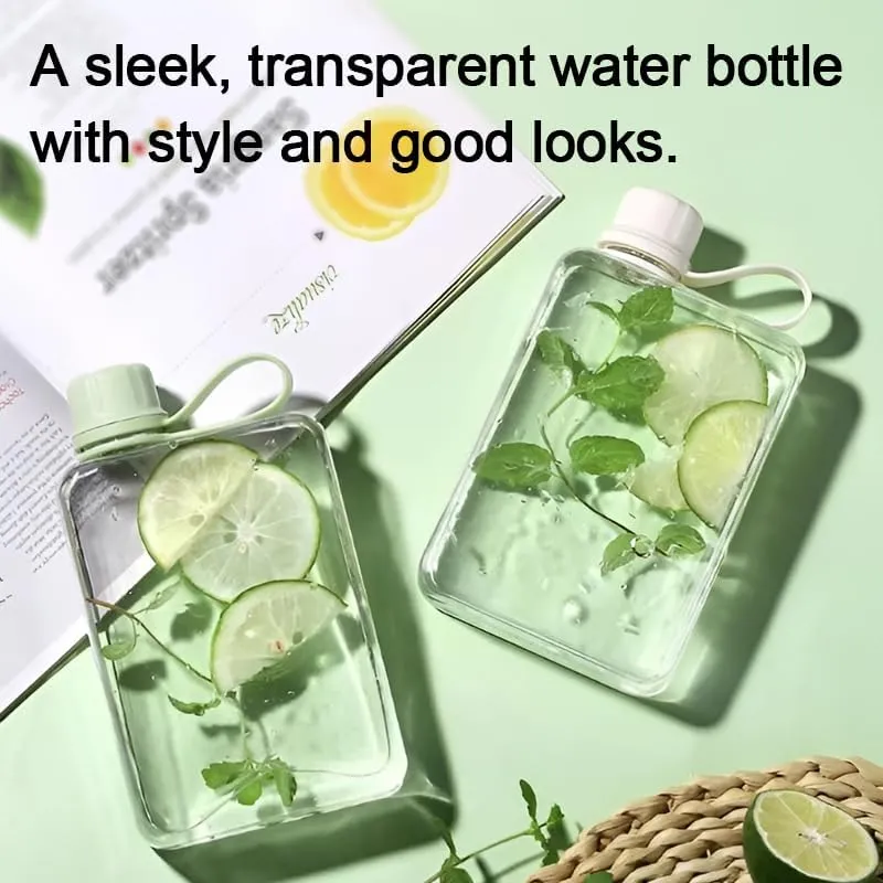 Flat Water Bottle Travel Flask Portable 8.2 oz BPA Free Tritan Square Small Water Bottles Leakproof Slim Water Bottle for Purse Travel Pocket Sports Fitness (Green, 8.2 OZ)