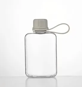 Flat Water Bottle Travel Flask Portable 8.2 oz BPA Free Tritan Square Small Water Bottles Leakproof Slim Water Bottle for Purse Travel Pocket Sports Fitness (Grey, 8.2 OZ)