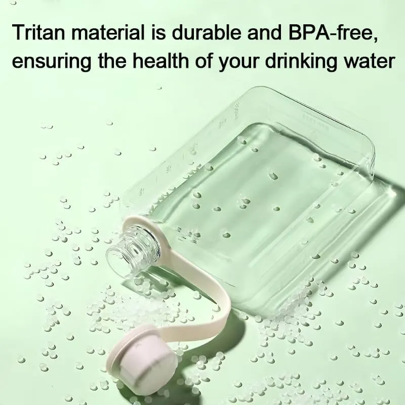 Flat Water Bottle Travel Flask Portable 8.2 oz BPA Free Tritan Square Small Water Bottles Leakproof Slim Water Bottle for Purse Travel Pocket Sports Fitness (Grey, 8.2 OZ)