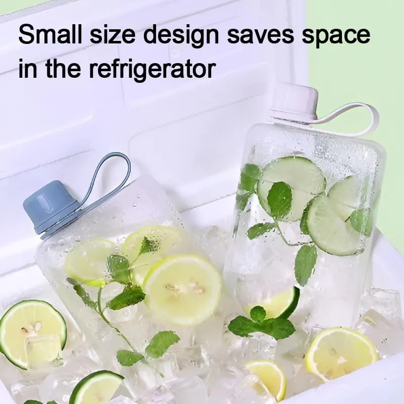 Flat Water Bottle Travel Flask Portable 8.2 oz BPA Free Tritan Square Small Water Bottles Leakproof Slim Water Bottle for Purse Travel Pocket Sports Fitness (Grey, 8.2 OZ)