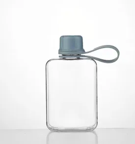 Flat Water Bottle Travel Flask Portable 8.2 oz BPA Free Tritan Square Water Bottle Leakproof Slim for Purse Travel Pocket Sports Fitness (Blue, 8.2 OZ)