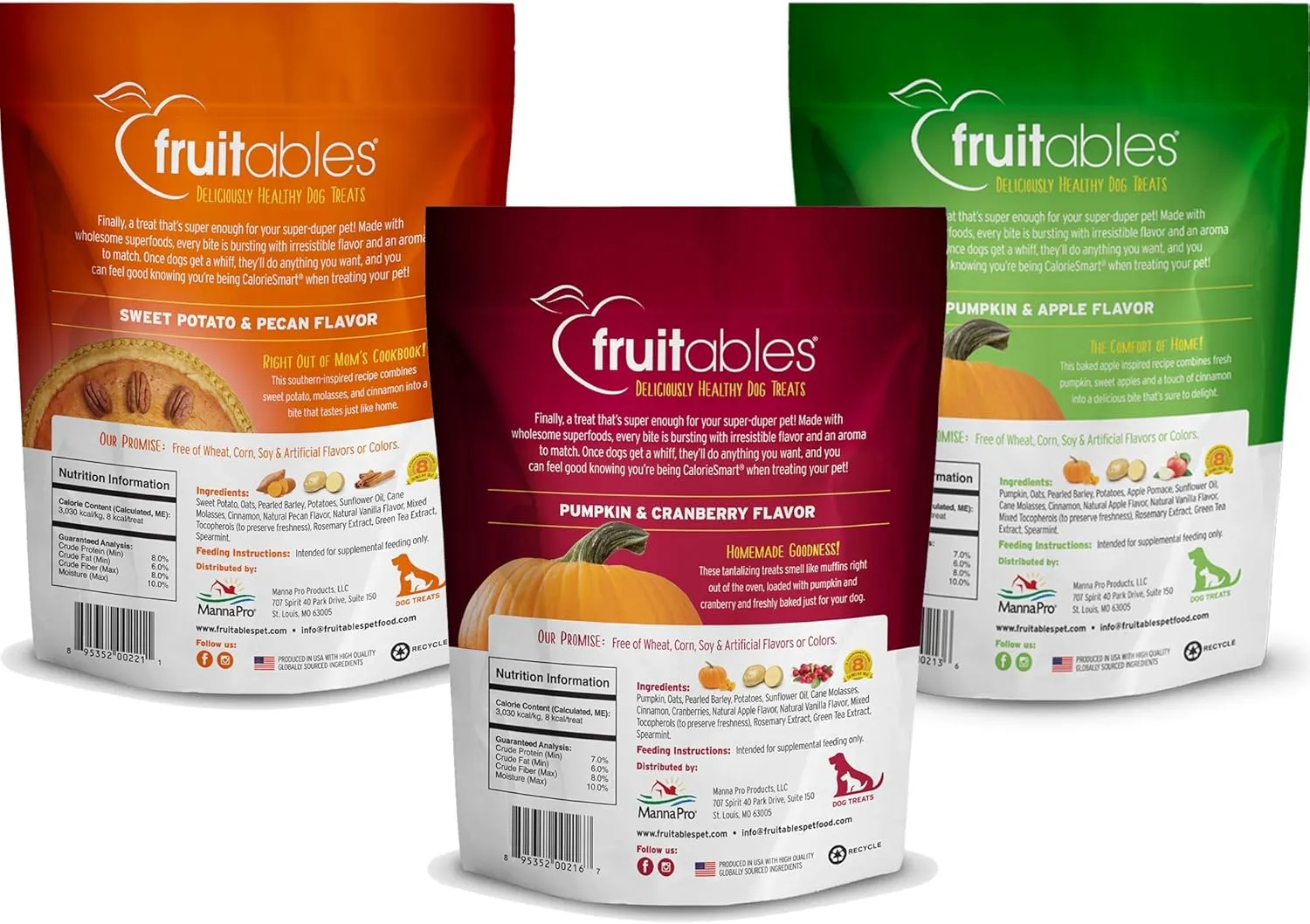 Fruitables Pumpkin Dog Treats, Variety Pack Of 5