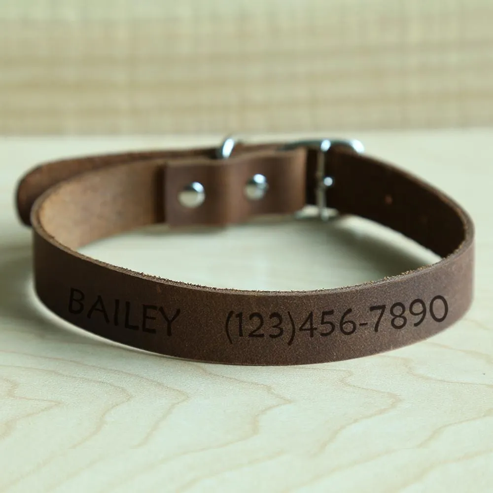 Genuine Leather Custom Pet ID Collar