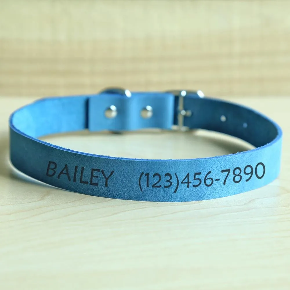 Genuine Leather Custom Pet ID Collar