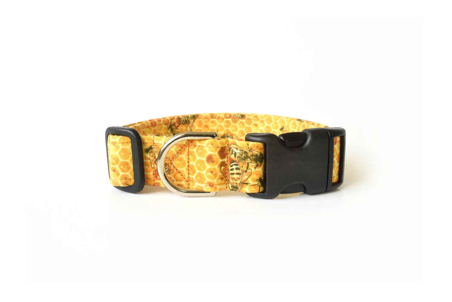 Golden Yellow Honeycomb Bees Dog Collar