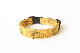 Golden Yellow Honeycomb Bees Dog Collar